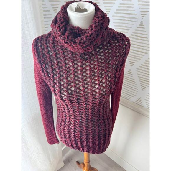 Helmut Lang Women’s Size P XS Red Open Knit Italian Wool Sweater - Picture 7 of 8